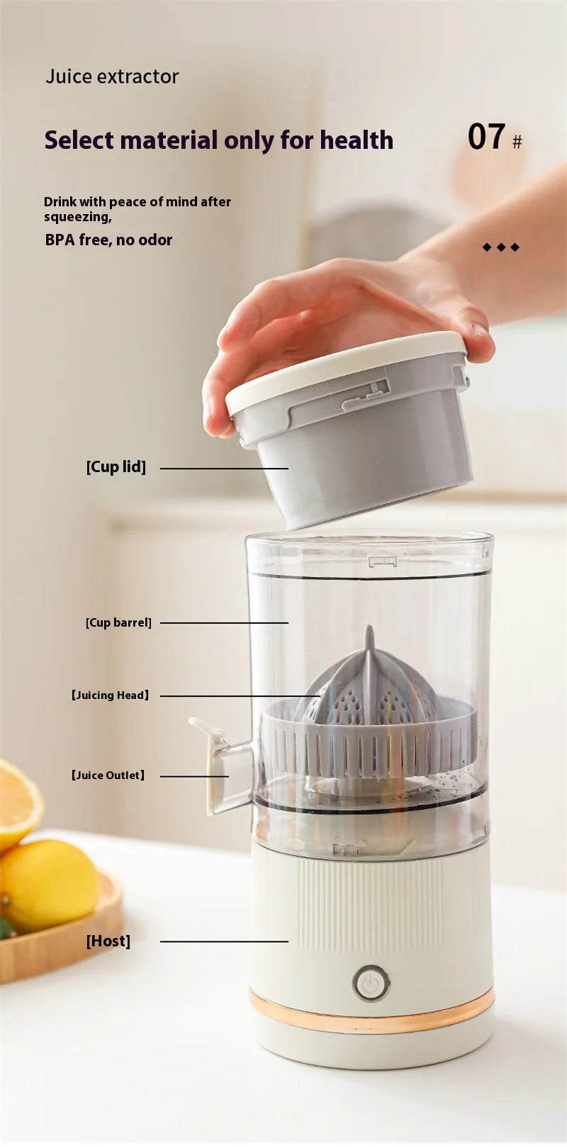 Portable Electric Juicer USB Charging Orange Lemon Fruit Blender Mini Household Wireless Automatic Fresh Citrus Juicer Of Travel