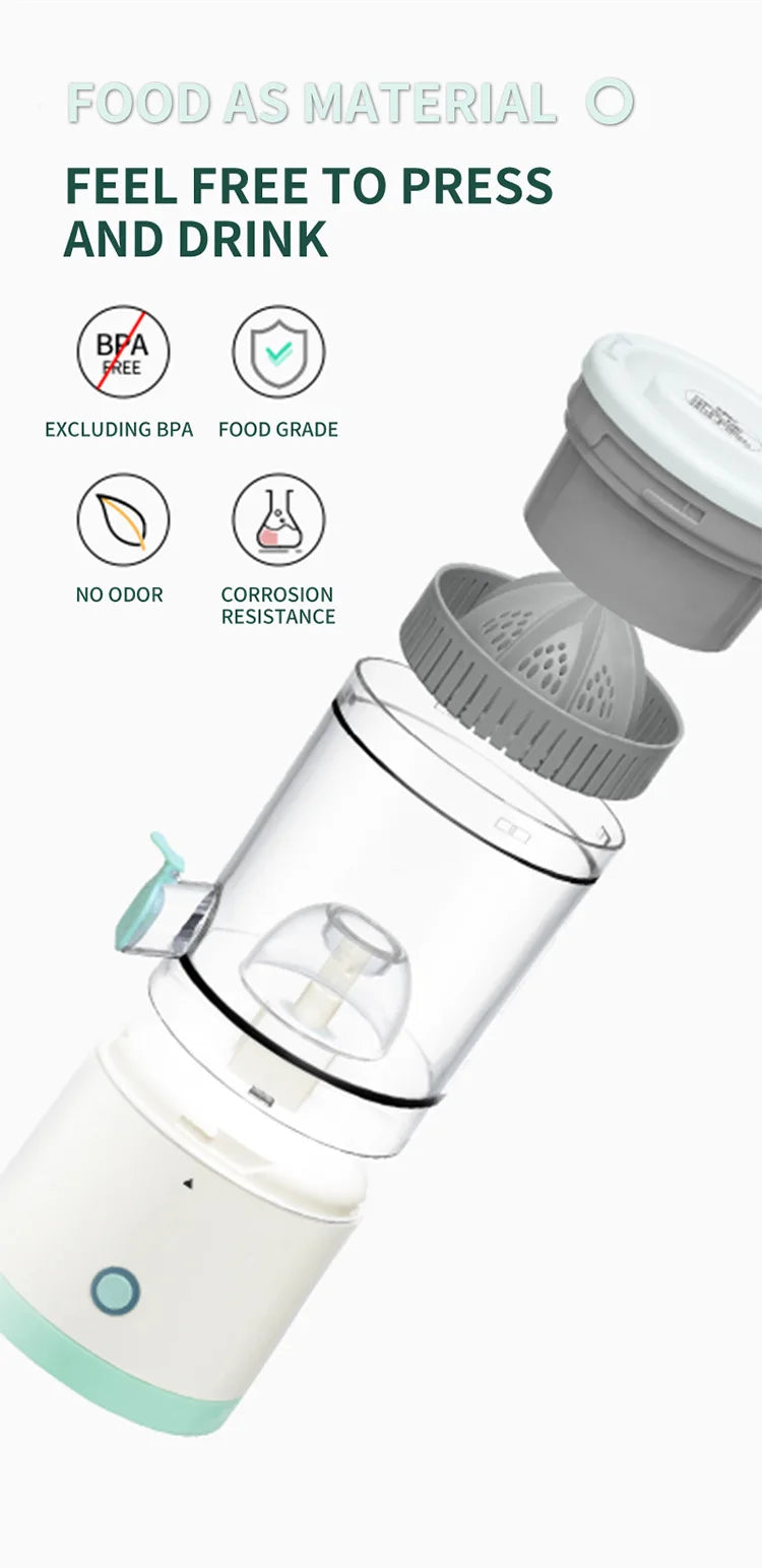 Wireless Rechargeable Mini Juicer Cup, Portable Electric Fruit Mixer & Food Processor, Fresh Juice Maker for Home & Travel