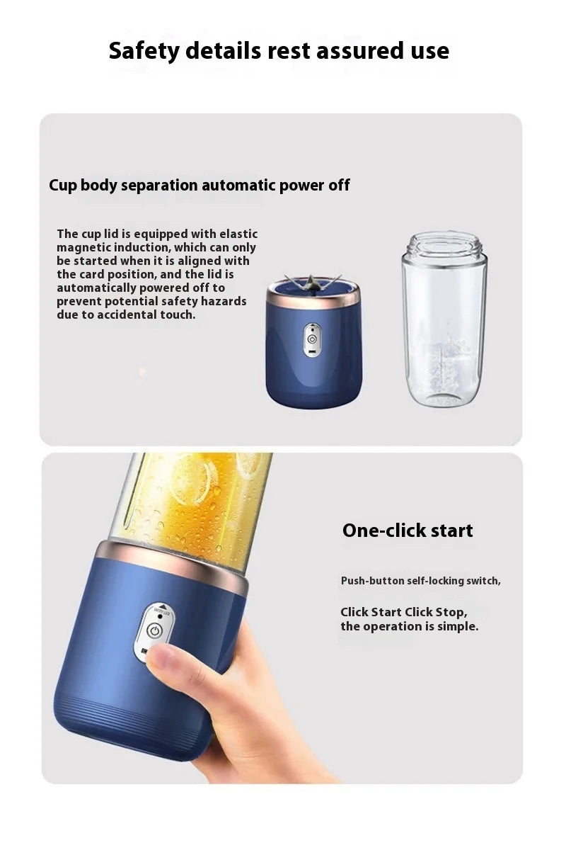 1pcs Portable Electric Juicers Sport Juice Cup Multifunction Fruit Vegetable Food Mixers Milkshake Make Blender Rechargeable