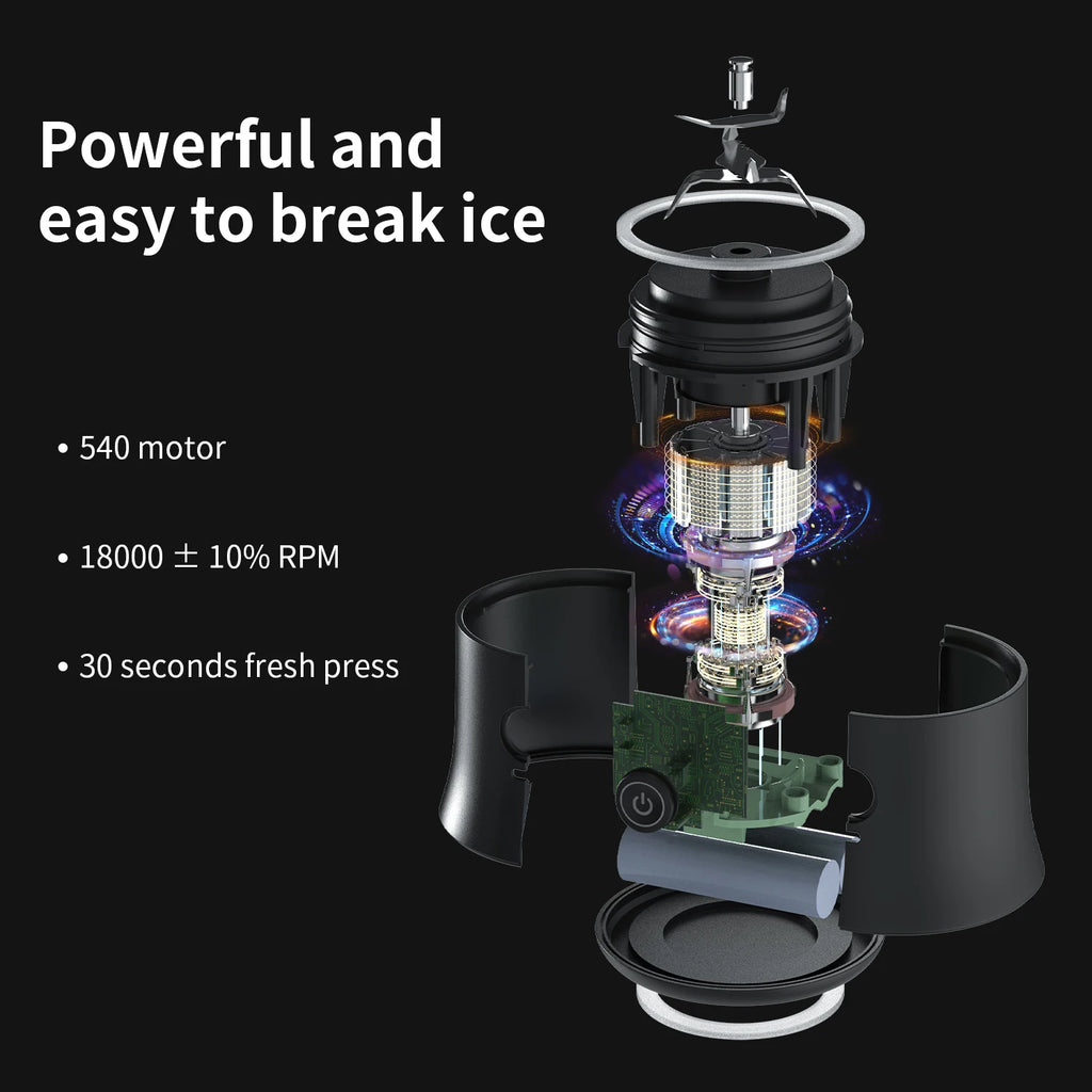 Portable Blender Electric Juicer 600ML Fruit Mixers 4000mAh USB Rechargeable Smoothie Mini Blender Multifunction Juice Maker