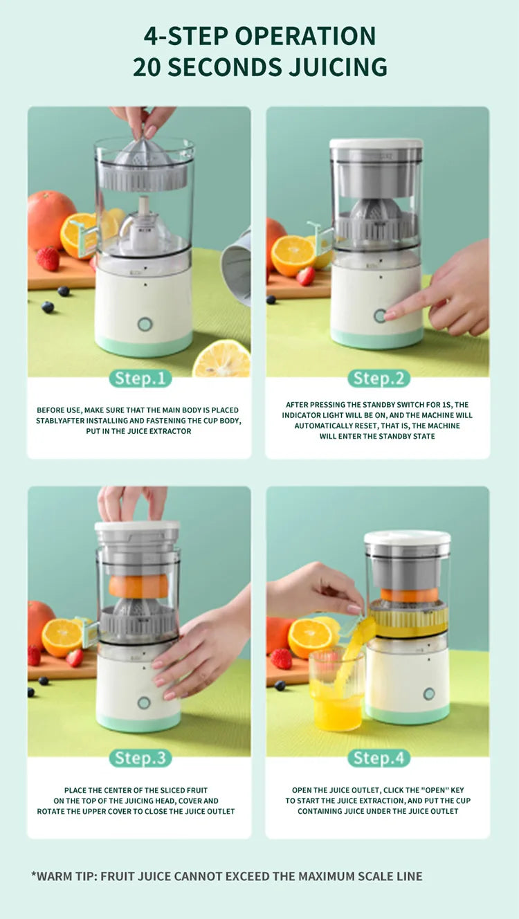 Wireless Rechargeable Mini Juicer Cup, Portable Electric Fruit Mixer & Food Processor, Fresh Juice Maker for Home & Travel