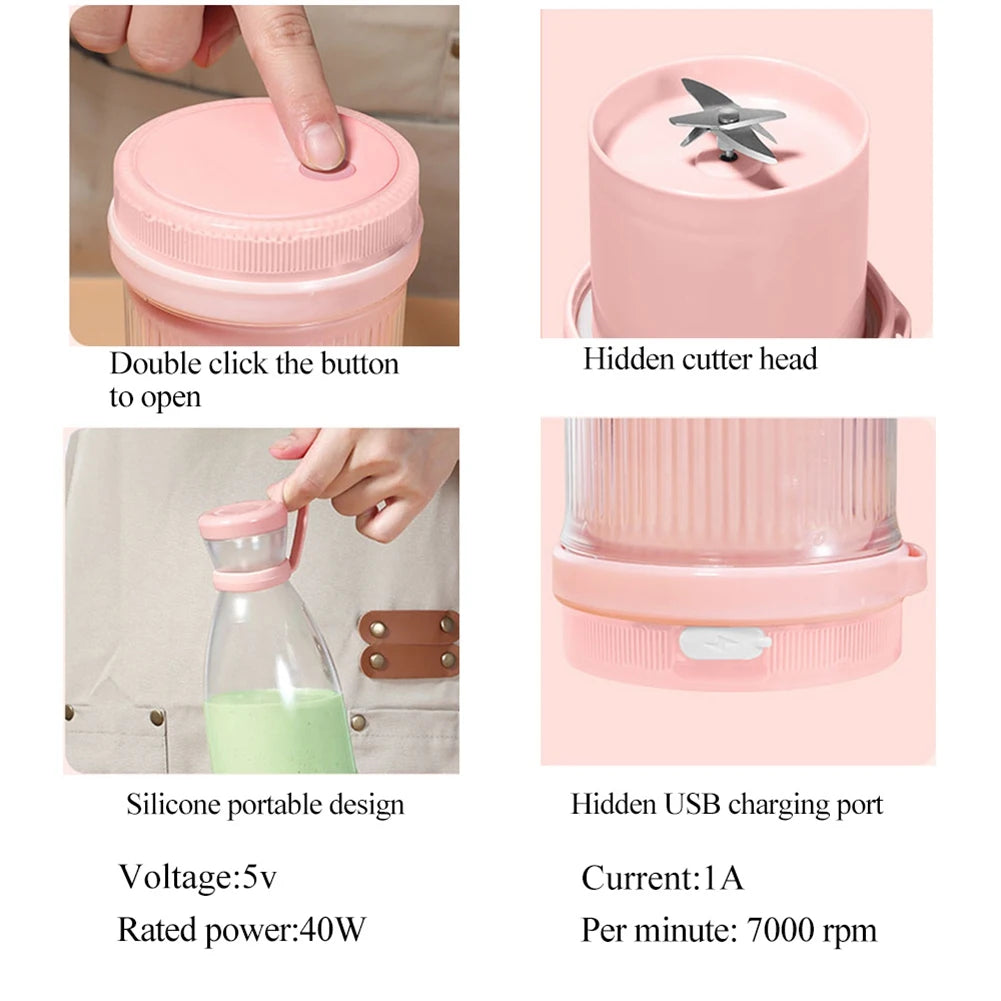 Rechargeable Mixers Fresh Fruit Juicers USB Portable Juice Bottle Mini Fast Electric Blender Smoothie Ice Maker-[97Lemons]